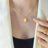 18k Block Letter Pendant Necklace Titanium Steel Plated