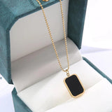 Titanium Steel Rectangular Pendant Necklace for Women