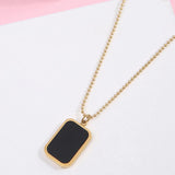 Titanium Steel Rectangular Pendant Necklace for Women