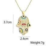 Hamsa Hand Necklace 18K Plated Men's Pendant Choker Fatima Palm Jewelry