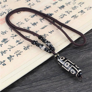 9 Eye Tibet Dzi Pendant Choker Necklace Natural Stone Fashion Style
