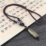 9 Eye Tibet Dzi Pendant Choker Necklace Natural Stone Fashion Style