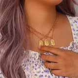 Zircon Constellation Necklace Stainless Steel Oval Pendant