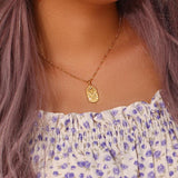 Zircon Constellation Necklace Stainless Steel Oval Pendant