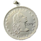 US 1794 Flowing Hair Necklace Silver Plated Coin Jewelry
