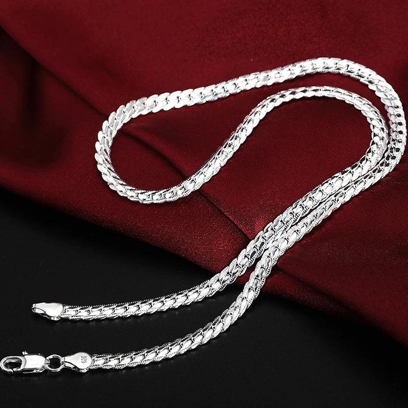 925 Sterling Silver 6mm Sideways Necklace, 18/20/24 Inch Chain