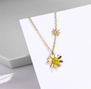 316L Stainless Steel Daisy Flower Titanium Jewelry Sun Plants Necklace