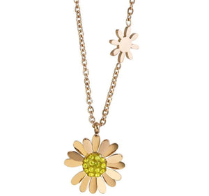 316L Stainless Steel Daisy Flower Titanium Jewelry Sun Plants Necklace