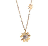 316L Stainless Steel Daisy Flower Titanium Jewelry Sun Plants Necklace