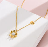 316L Stainless Steel Daisy Flower Titanium Jewelry Sun Plants Necklace
