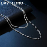 925 Sterling Silver 2 Layer Side Chain Necklace For Women Party Gift