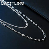 925 Sterling Silver 2 Layer Side Chain Necklace For Women Party Gift