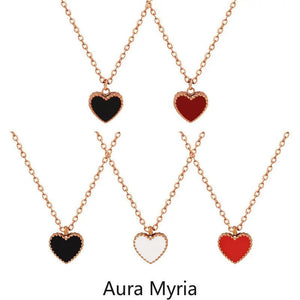 Delicate Heart Pendant Necklace Red Enamel Charm Choker