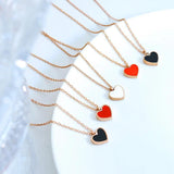 Delicate Heart Pendant Necklace Red Enamel Charm Choker