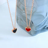 Delicate Heart Pendant Necklace Red Enamel Charm Choker