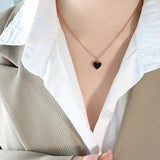Delicate Heart Pendant Necklace Red Enamel Charm Choker