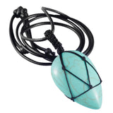 Crystal Stone Pendant Healing Water Drop Shape Gemston Necklace Amulet
