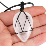 Crystal Stone Pendant Healing Water Drop Shape Gemston Necklace Amulet