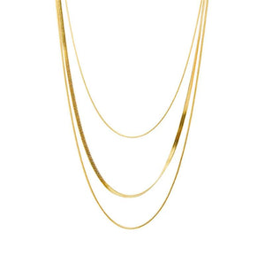 316L Stainless Steel Snake Bone Chain Necklace Three-layer Tassel Jewelry
