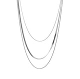 316L Stainless Steel Snake Bone Chain Necklace Three-layer Tassel Jewelry