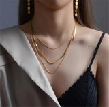 316L Stainless Steel Snake Bone Chain Necklace Three-layer Tassel Jewelry
