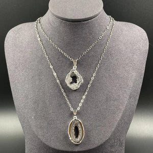 Silver Agate Quartz Pendant Necklace for Women