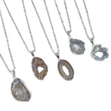 Silver Agate Quartz Pendant Necklace for Women