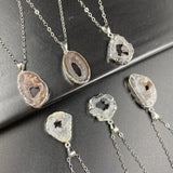 Silver Agate Quartz Pendant Necklace for Women