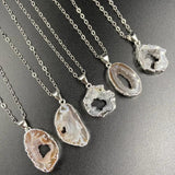 Silver Agate Quartz Pendant Necklace for Women
