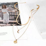 925 Silver Triple Layer Moon Pendant Choker Necklace for Women