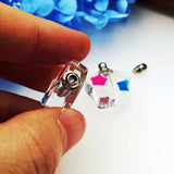 5pcs Mixed Glow In Dark Glass Vial Pendants Crystal Perfume Bottle