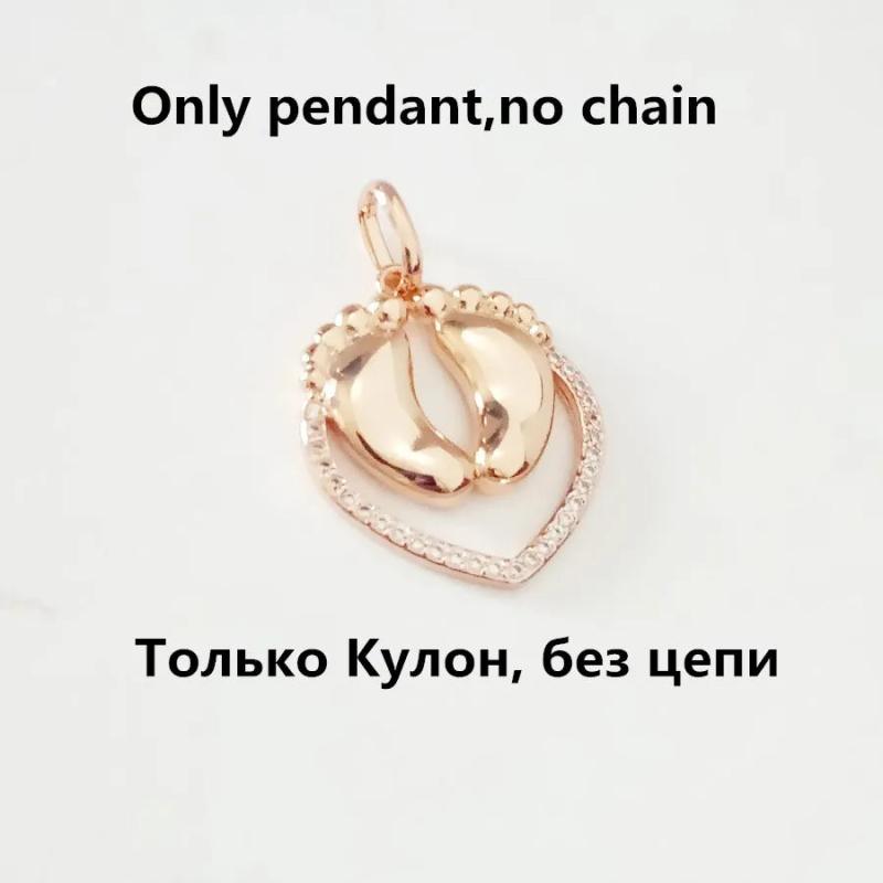 Cubic Zircon Pendant 585 Rose Feet Shape Pendant Necklace