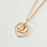 Cubic Zircon Pendant 585 Rose Feet Shape Pendant Necklace