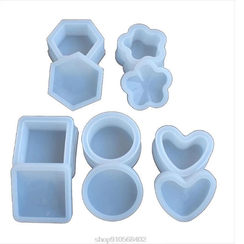 5 Pcs Box Resin Molds with Lids for DIY Craft Making, Storage D03