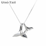 Uini-Tail hot 925 Tibetan silver double dolphin fishtail necklace