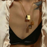 Korea Style Stainless Steel Letter Tag Necklace for Women
