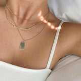 Korea Style Stainless Steel Letter Tag Necklace for Women
