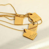 Korea Style Stainless Steel Letter Tag Necklace for Women