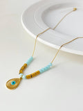 Peri'sBox Ethnic Evil Eye Sunburst Water Drop Pendant Necklace