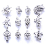10Pcs Heart Key Locket Pearl Cage Pendant DIY Oil Diffuser