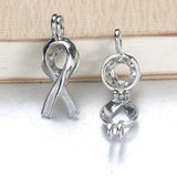 10Pcs Heart Key Locket Pearl Cage Pendant DIY Oil Diffuser