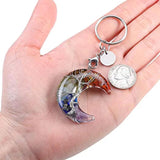 7 Chakra Crystal Keyring Tree of Life Wire Wrapped Moon Resin