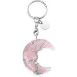 7 Chakra Crystal Keyring Tree of Life Wire Wrapped Moon Resin