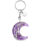 7 Chakra Crystal Keyring Tree of Life Wire Wrapped Moon Resin