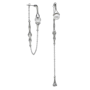 Irregular Metal Drop Earrings Asymmetric Pearl Boucle Jewelry