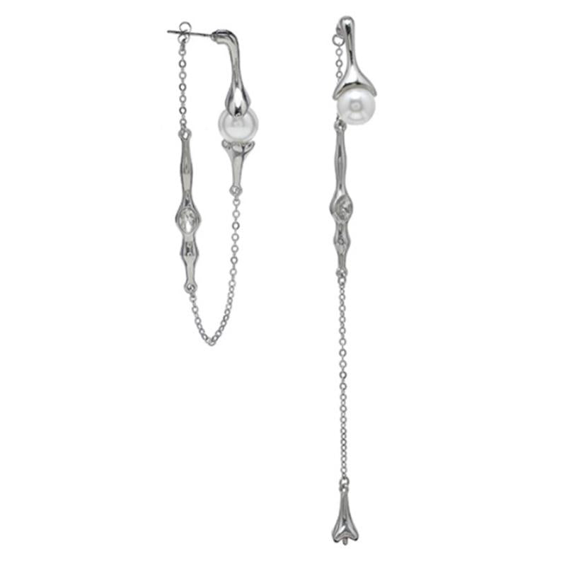 Irregular Metal Drop Earrings Asymmetric Pearl Boucle Jewelry