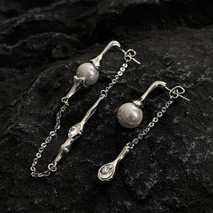 Irregular Metal Drop Earrings Asymmetric Pearl Boucle Jewelry
