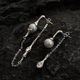 Irregular Metal Drop Earrings Asymmetric Pearl Boucle Jewelry