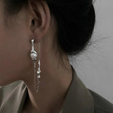 Irregular Metal Drop Earrings Asymmetric Pearl Boucle Jewelry