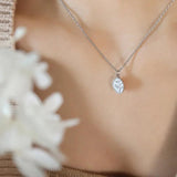 Japanese Ins Leaf Oval Pendant Necklace Titanium Steel Gold-Plated